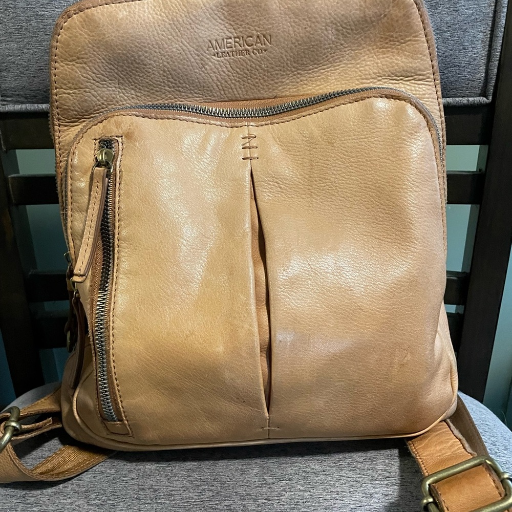 Leather backpack purse